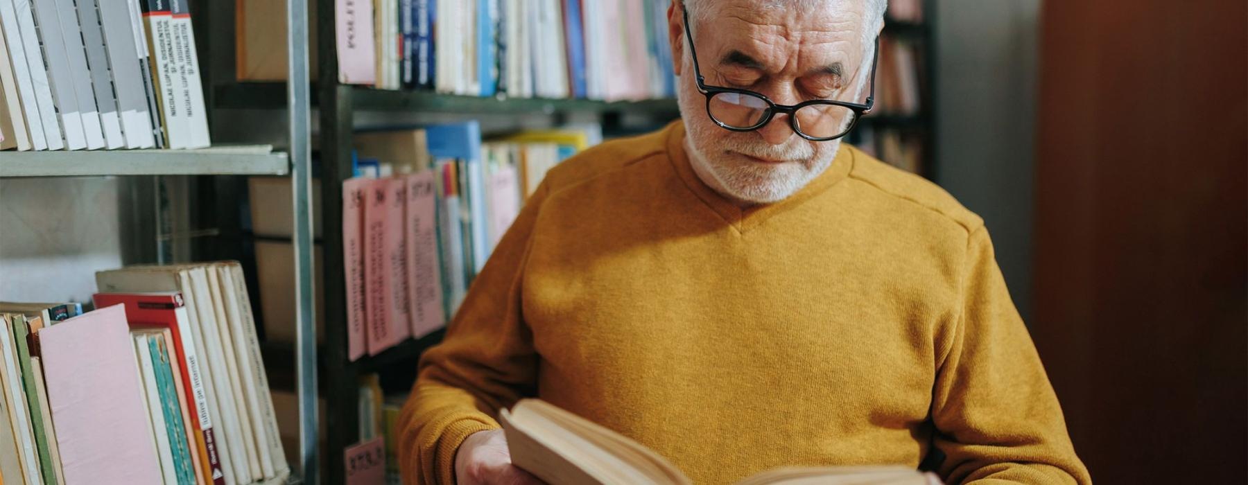 a man reading a book